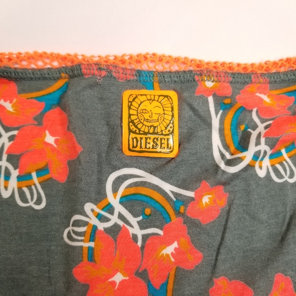 Diesel Women's Tank Top Floral Gray Orange Size XS - Picture 13 of 13